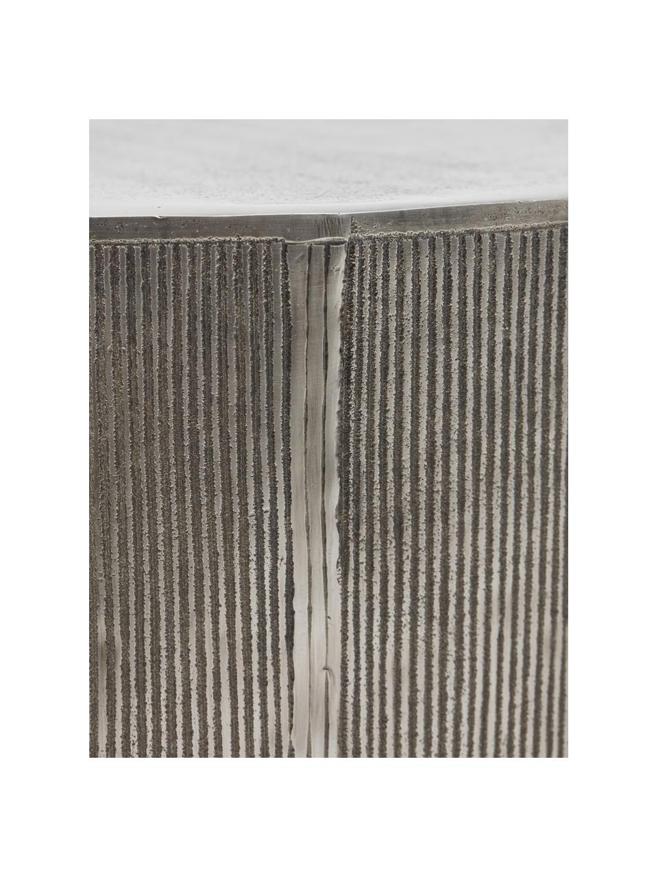 Table d'appoint ronde façade nervurée Rota, Aluminium, enduit, MDF (panneau en fibres de bois à densité moyenne), Couleur argentée, Ø 50 x haut. 50 cm
