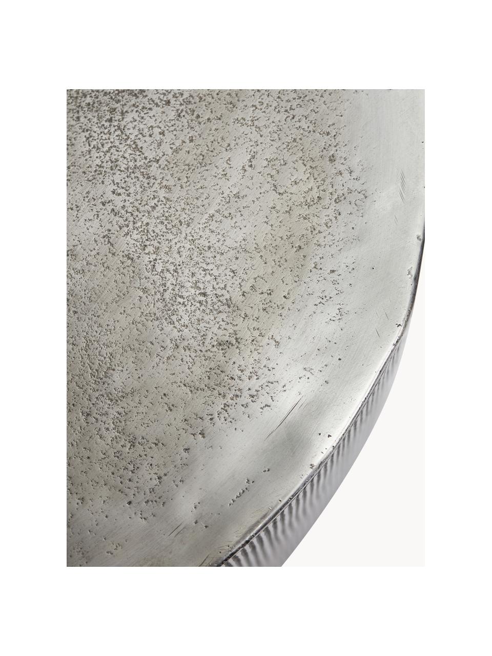 Ronde bijzettafel Rota met geribbeld front, Aluminium, gecoat, vezelplaat met MDF, Greige, zilverkleurig, Ø 50 x H 50 cm