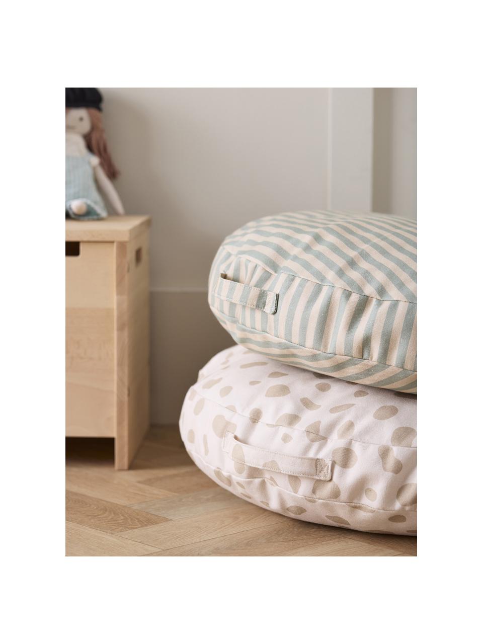 Coussin de sol rond en coton Kid's Base, Blanc cassé, gris, Ø 60 cm