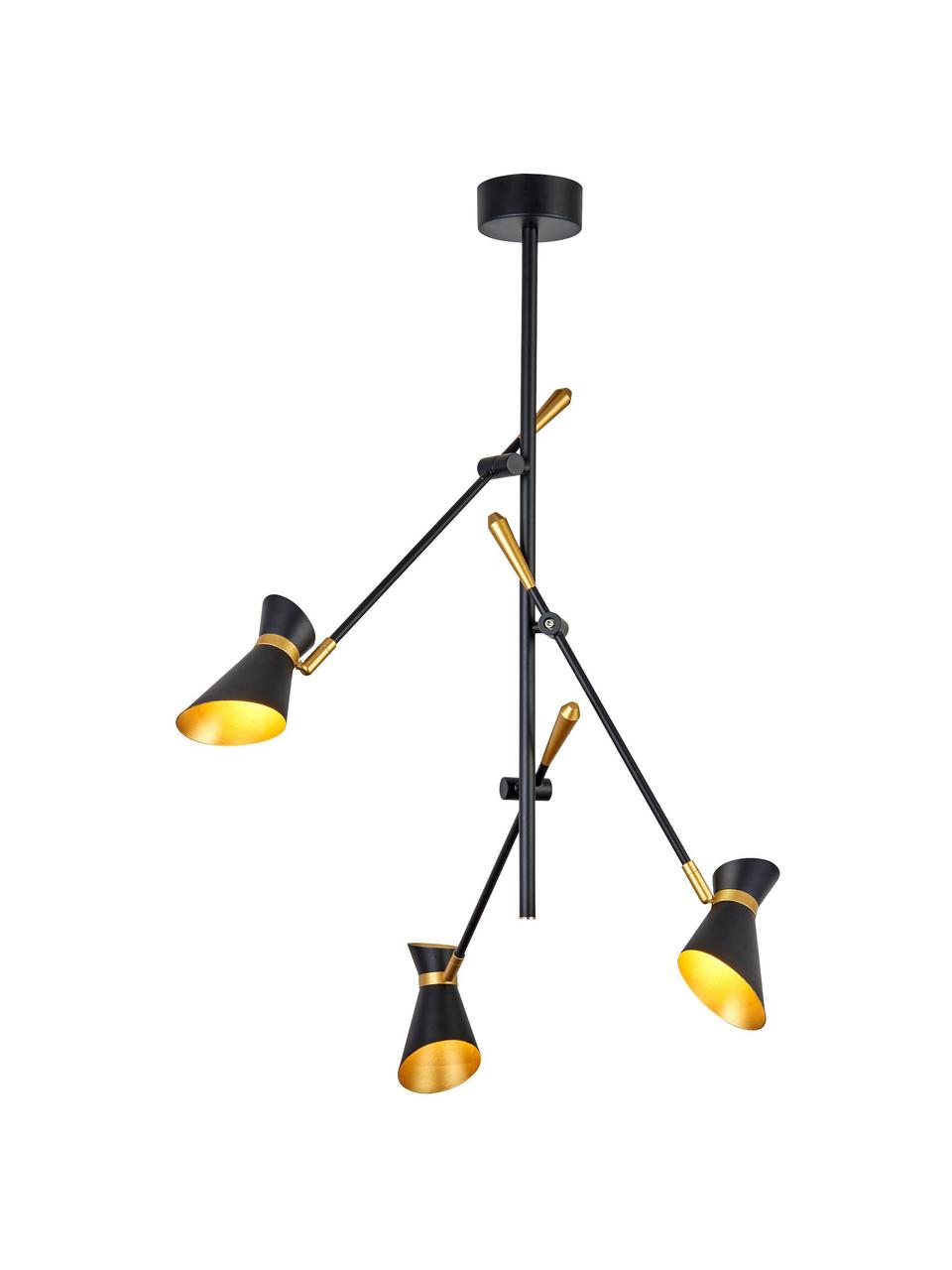 Závesná LED lampa Diablo, Čierna, odtiene zlatej, Š 65 x V 69 cm