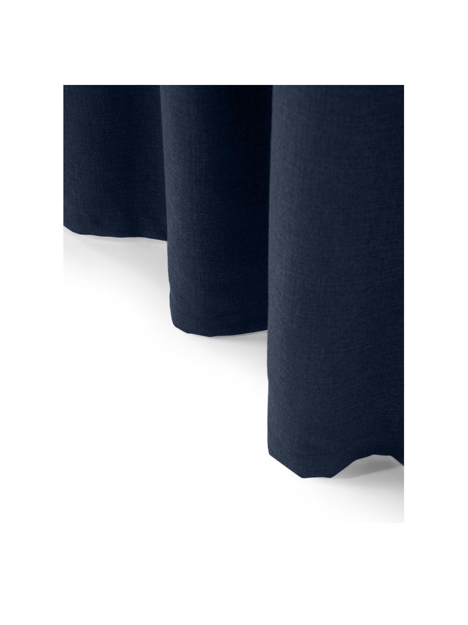 Ondoorzichtige gordijn Jensen in donkerblauw met multiband, 2 stuks, 95% polyester, 5% nylon, Donkerblauw, B 130 x L 260 cm
