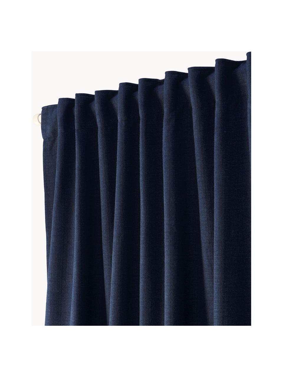 Blickdichter Vorhang Jensen mit Multiband, 2 Stück, 95 % Polyester, 5 % Nylon, Dunkelblau, B 130 x L 260 cm