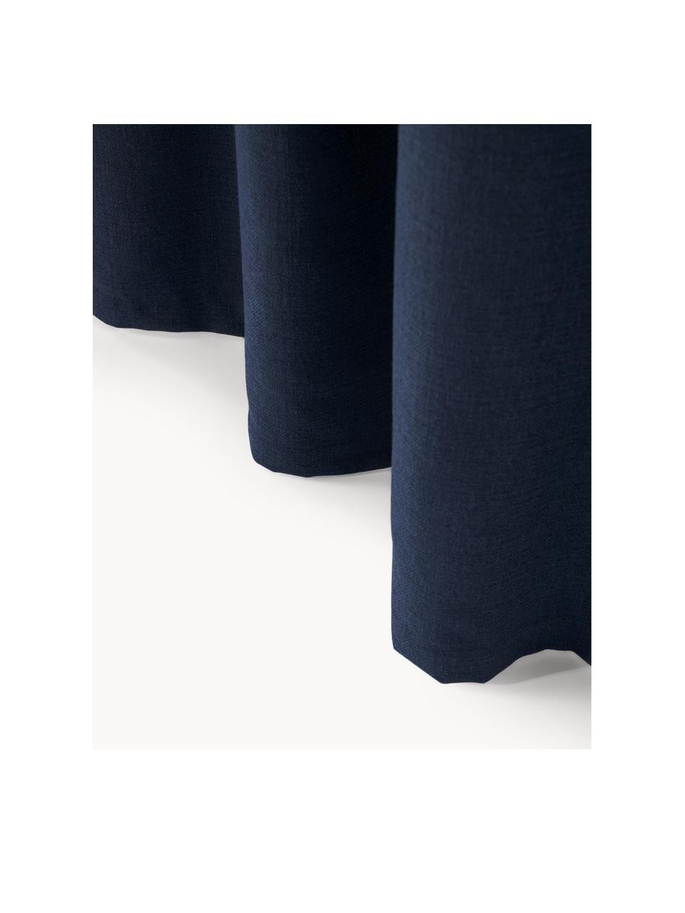 Ondoorzichtig gordijn Jensen met multiband, 2 stuks, 95% polyester, 5% nylon, Donkerblauw, B 130 x L 260 cm
