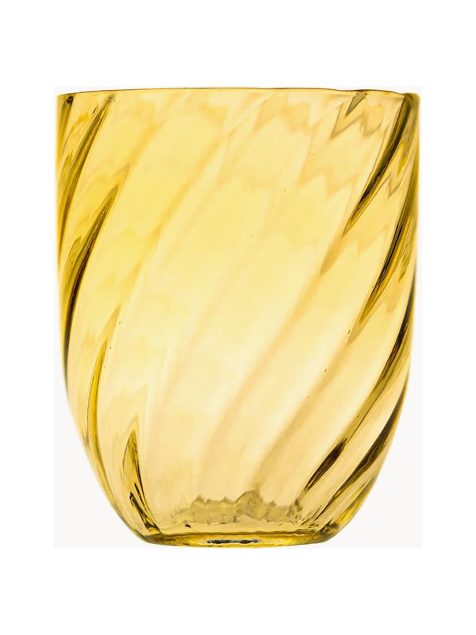Mondgeblazen waterglazen Swirl, 6 stuks, Glas, Citroengeel, Ø 7 x H 10 cm, 250 ml