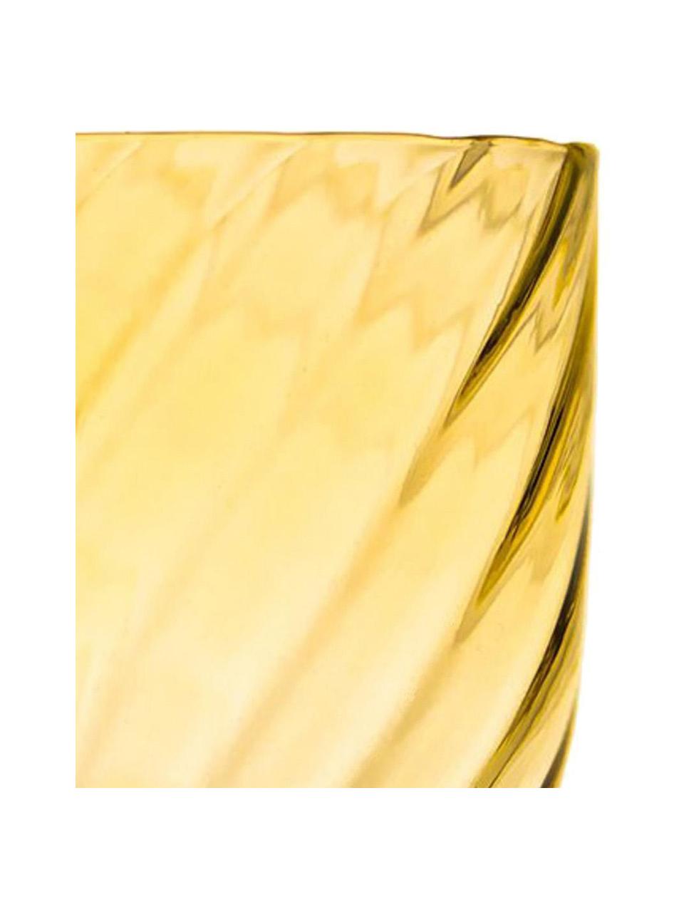 Mondgeblazen waterglazen Swirl, 6 stuks, Glas, Citroengeel, Ø 7 x H 10 cm, 250 ml
