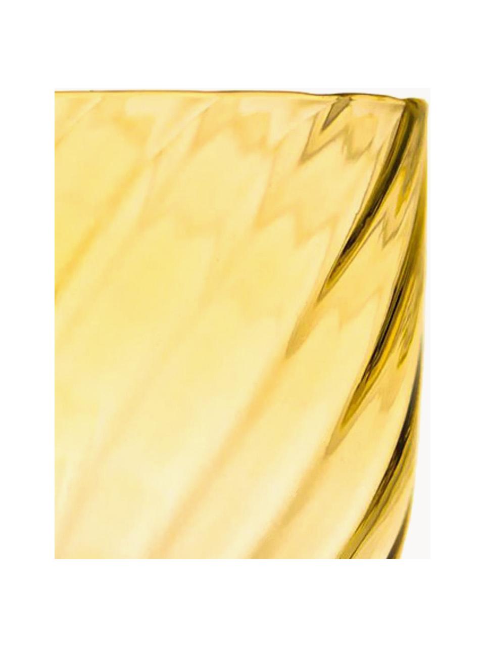Mondgeblazen waterglazen Swirl, 6 stuks, Glas, Citroengeel, Ø 7 x H 10 cm, 250 ml