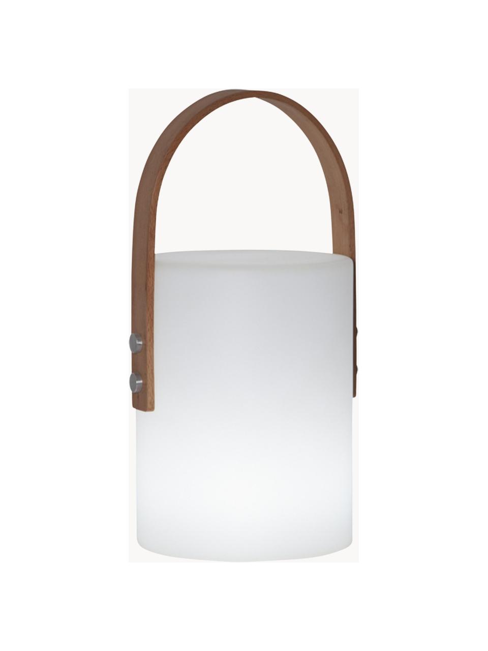 Mobilna lampa zewnętrzna z funkcją przyciemniania Lucie, Biały, ciemne drewno naturalne, S 19 x W 34 cm