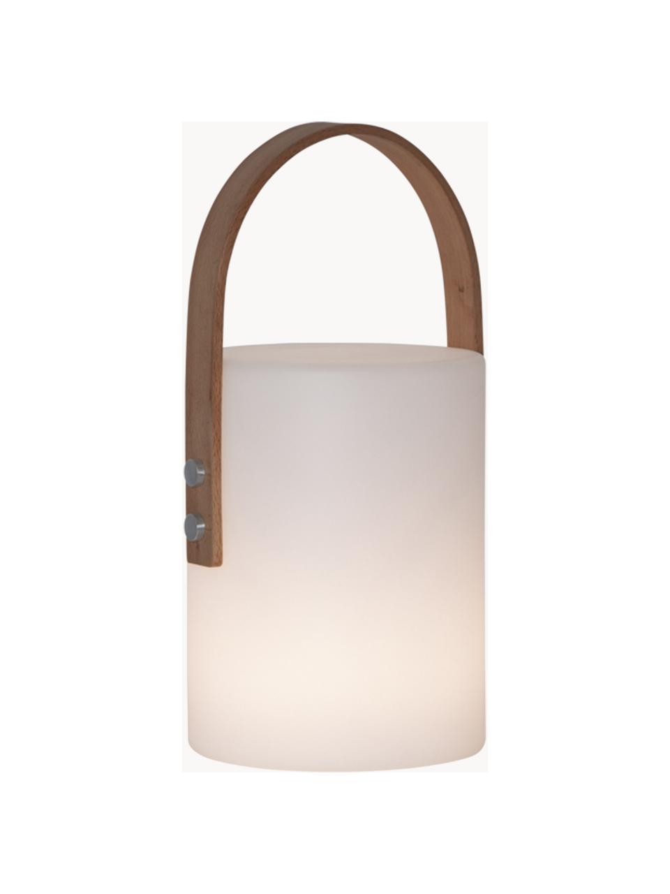 Lampe d'extérieur LED mobile Lucie, Blanc, bois foncé, larg. 19 x haut. 34 cm