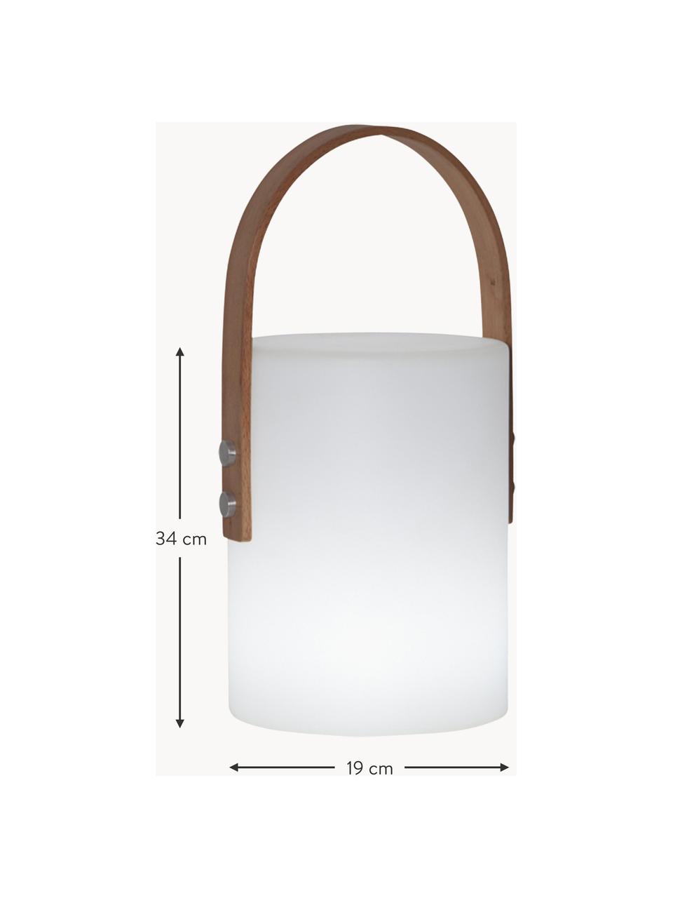 Lampe d'extérieur LED mobile Lucie, Blanc, bois foncé, larg. 19 x haut. 34 cm