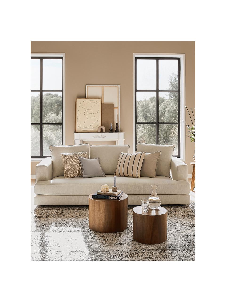 Divano 3 posti Tribeca, Rivestimento: 100% poliestere Il rivest, Struttura: legno massiccio di faggio, Piedini: legno massiccio di faggio, Tessuto beige scuro, Larg. 228 x Prof. 104 cm