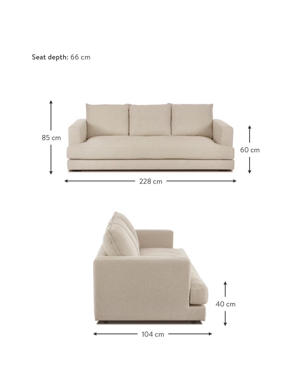 Pohovka Tribeca (3místná), Světle béžová, Š 228 cm, H 104 cm
