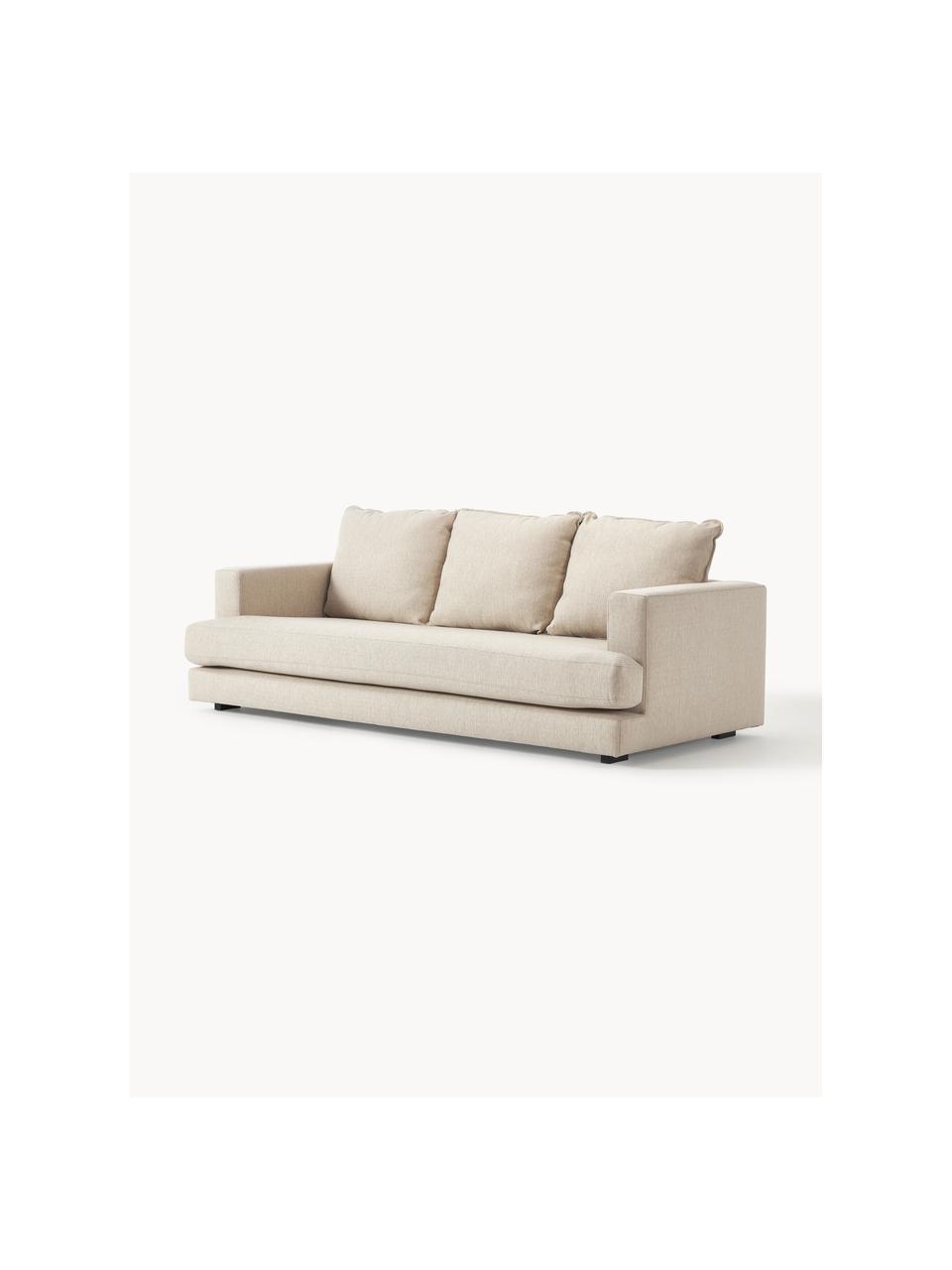 Bank Tribeca (3-zits), Bekleding: 100% polyester Met 23.000, Frame: massief beukenhout, Poten: massief gelakt beukenhout, Geweven stof lichtbeige, B 228 x H 104 cm