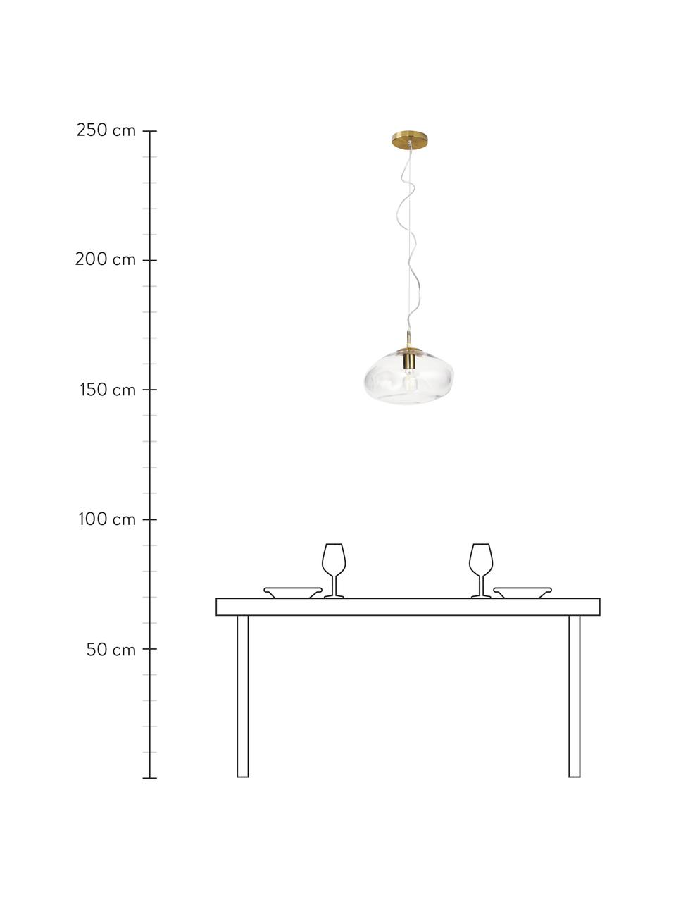 Suspension Amora, Transparent, couleur laitonnée, Ø 35 x haut. 20 cm