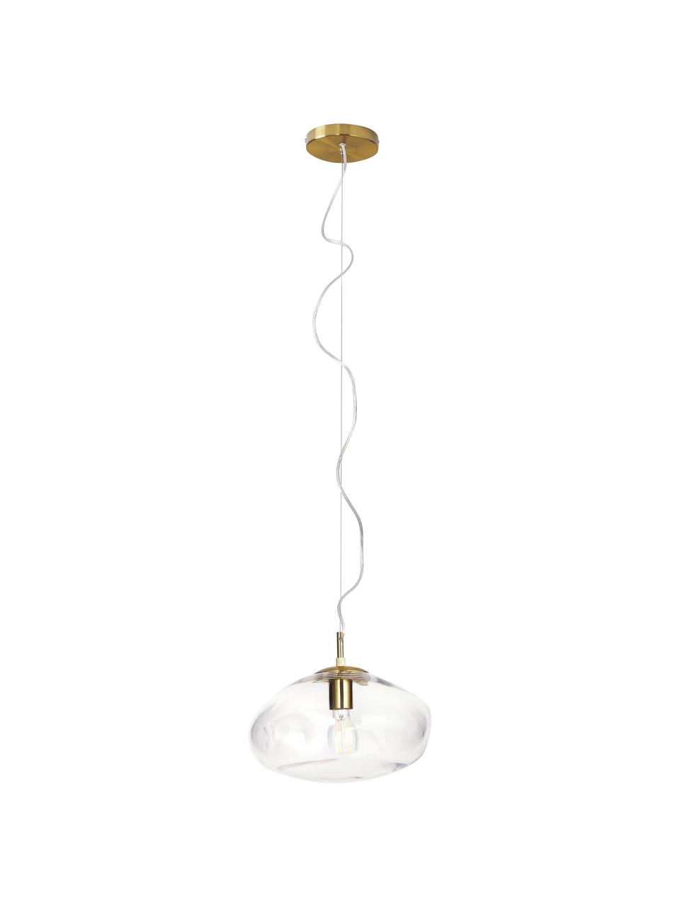 Lampa wisząca ze szkła Amora, Transparentny, odcienie mosiądzu, Ø 35 x W 20 cm