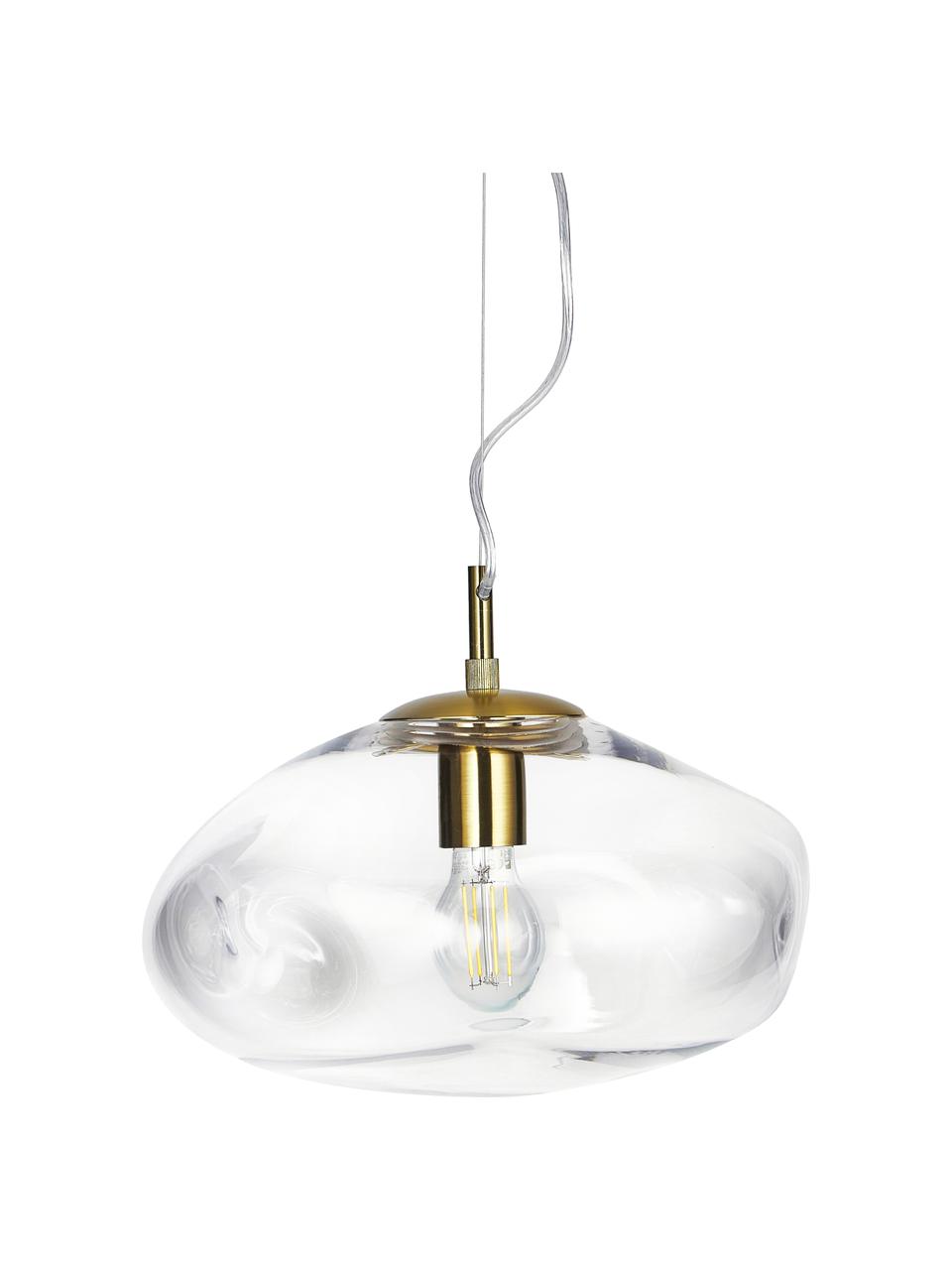 Lámpara de techo Amora, Pantalla: vidrio, Anclaje: metal cepillado, Cable: plástico, Transparente, latón, Ø 35 x Al 20 cm