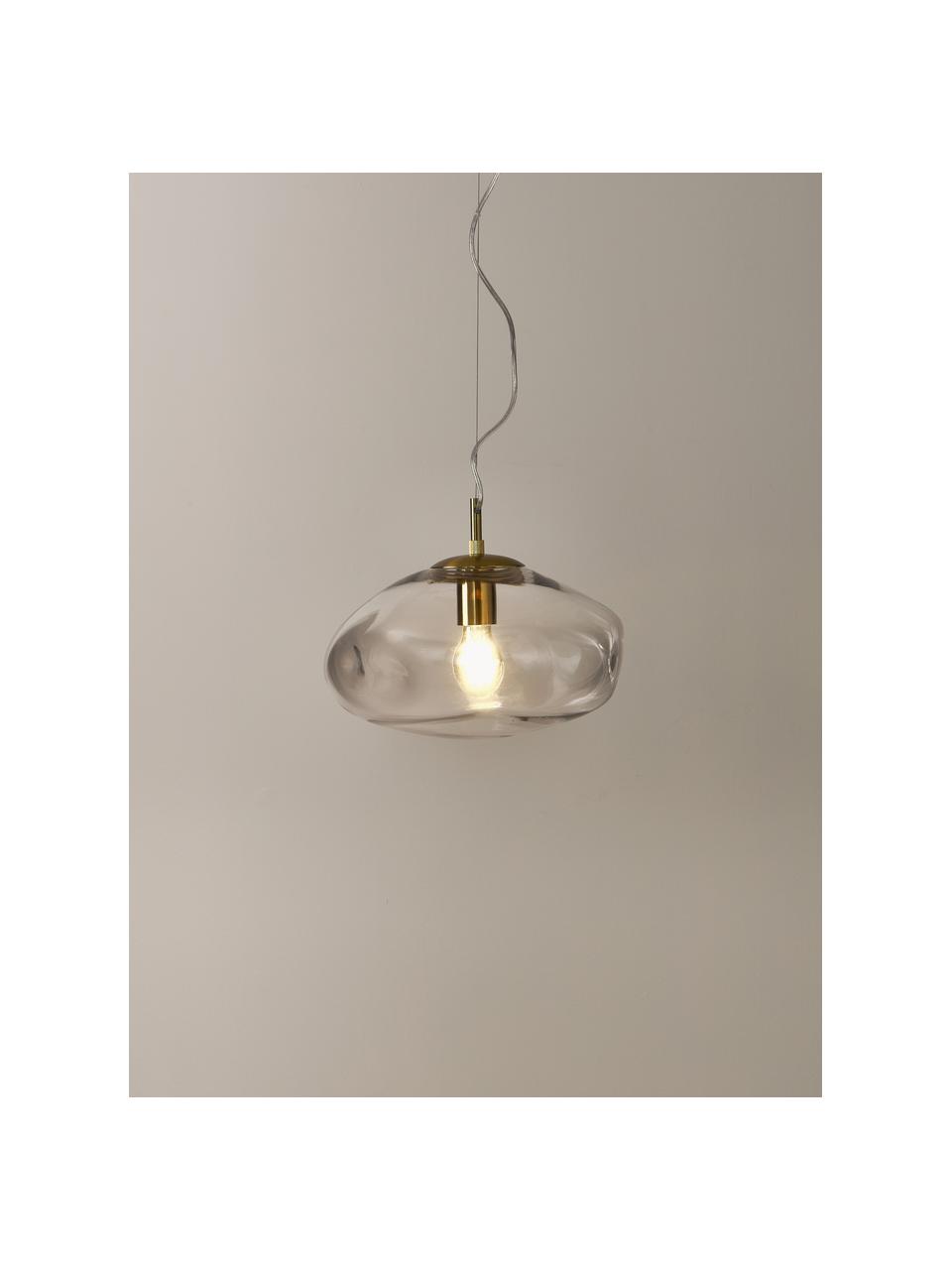 Lampa wisząca ze szkła Amora, Transparentny, odcienie mosiądzu, Ø 35 x W 20 cm