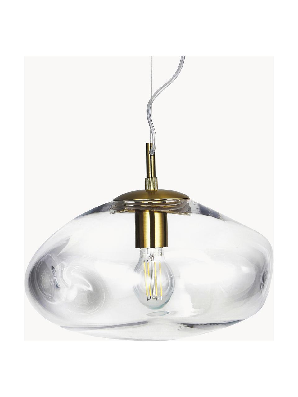 Hanglamp Amora, Lampenkap: glas, Transparant, goudkleurig, Ø 35 x H 20 cm