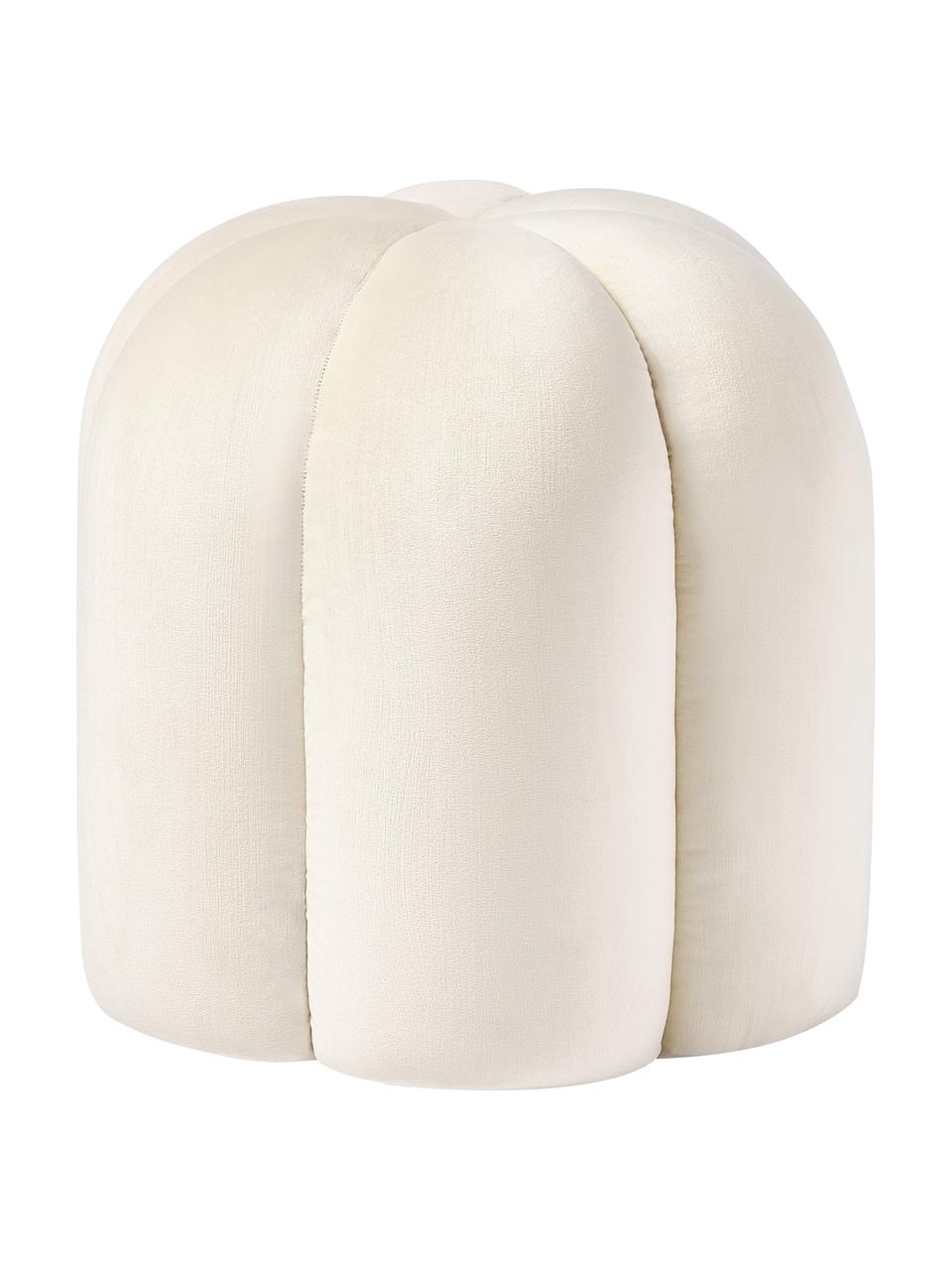 Tabouret en velours Cali, Velours blanc crème, Ø 46 x haut. 44 cm