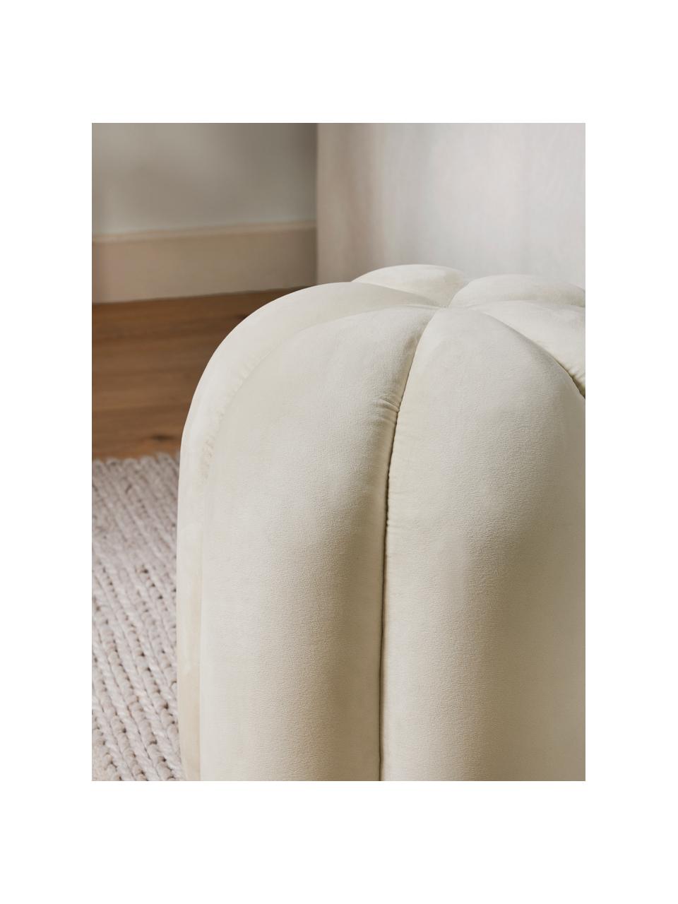 Sgabello in velluto Cali, Rivestimento: velluto di poliestere, Velluto bianco crema, Ø 46 x Alt. 44 cm