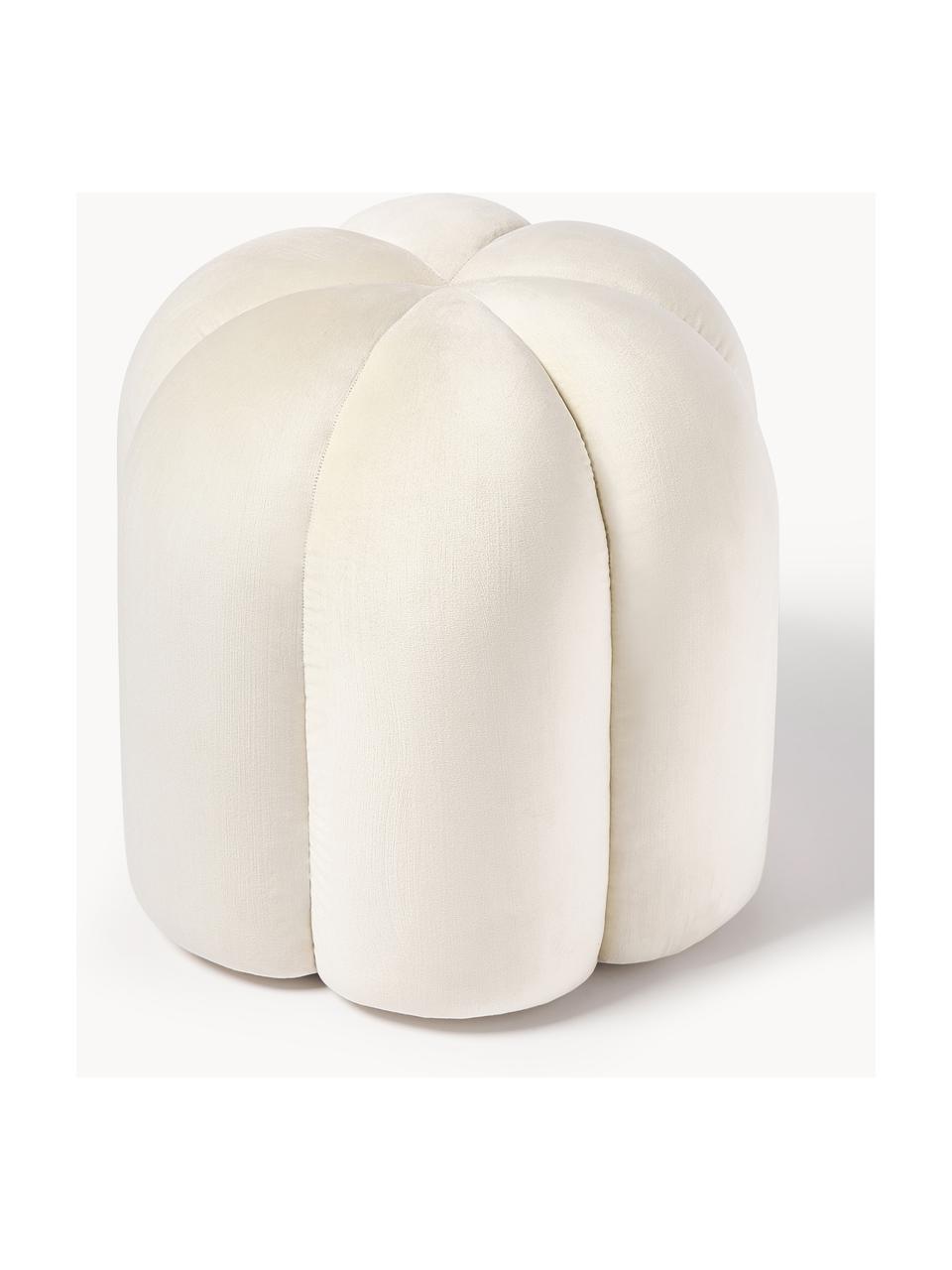 Pouf en velours Cali, Velours blanc crème, Ø 46 x haut. 44 cm