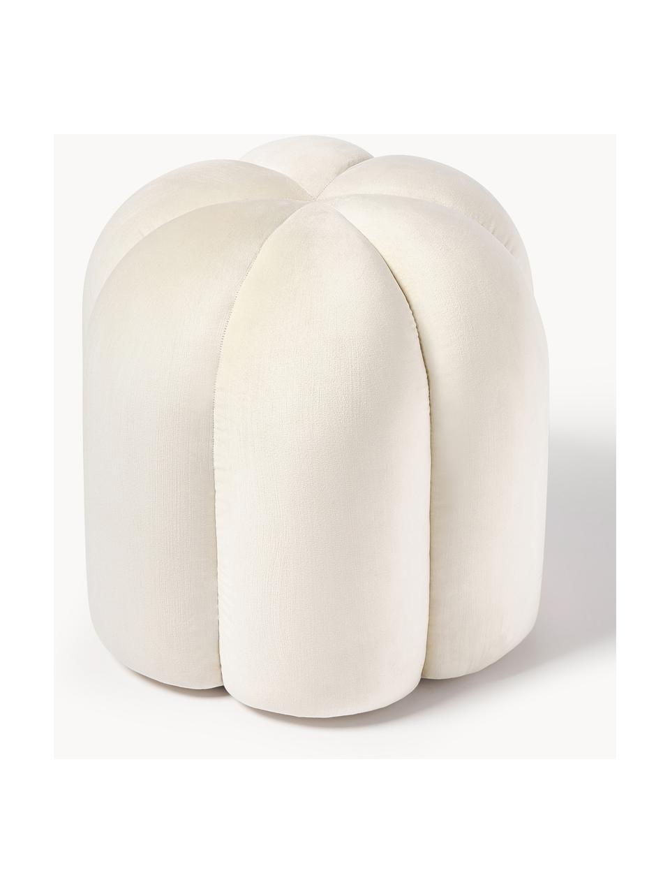 Pouf tondo con contenitore in velvet crema