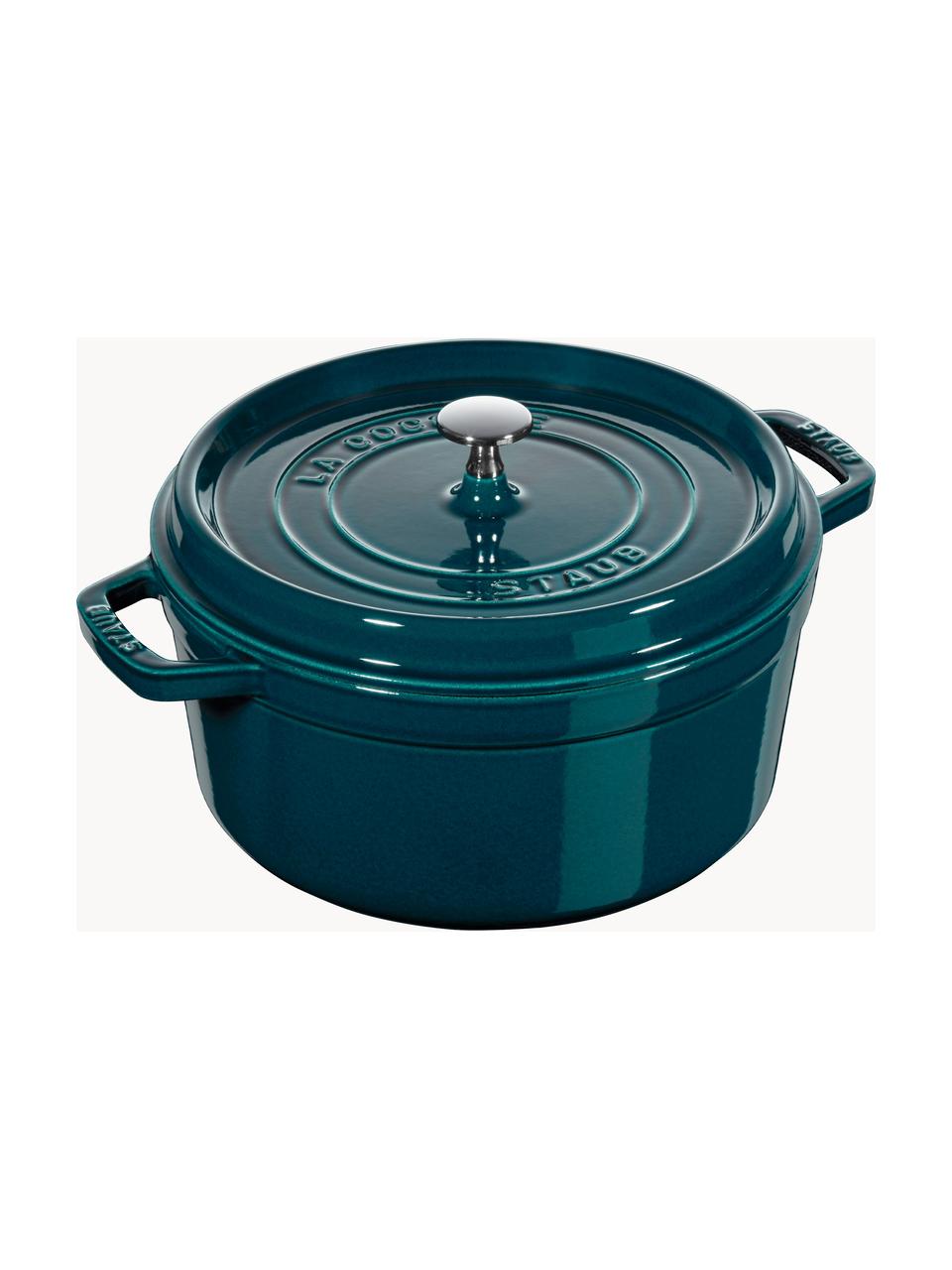Kulatý pekáč z litiny La Cocotte, Smaltovaná litina, Petrolejová, lesklá, Ø 24 cm, V 15 cm, 3,8 l