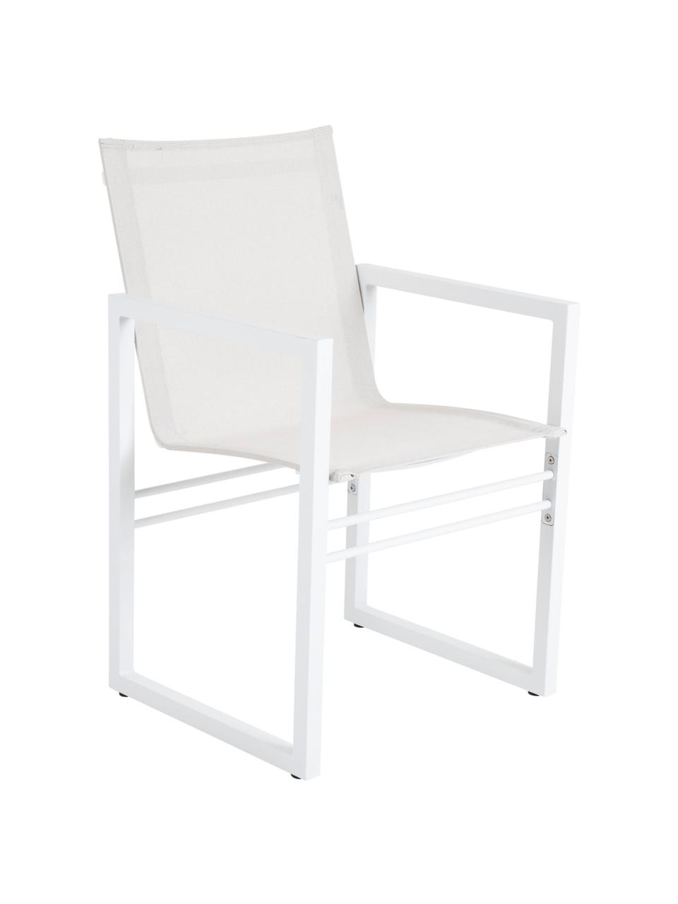 Tuinstoel Vevi in wit, Frame: gepoedercoat aluminium, Zitvlak: Textilene, Wit, B 57 x H 54 cm