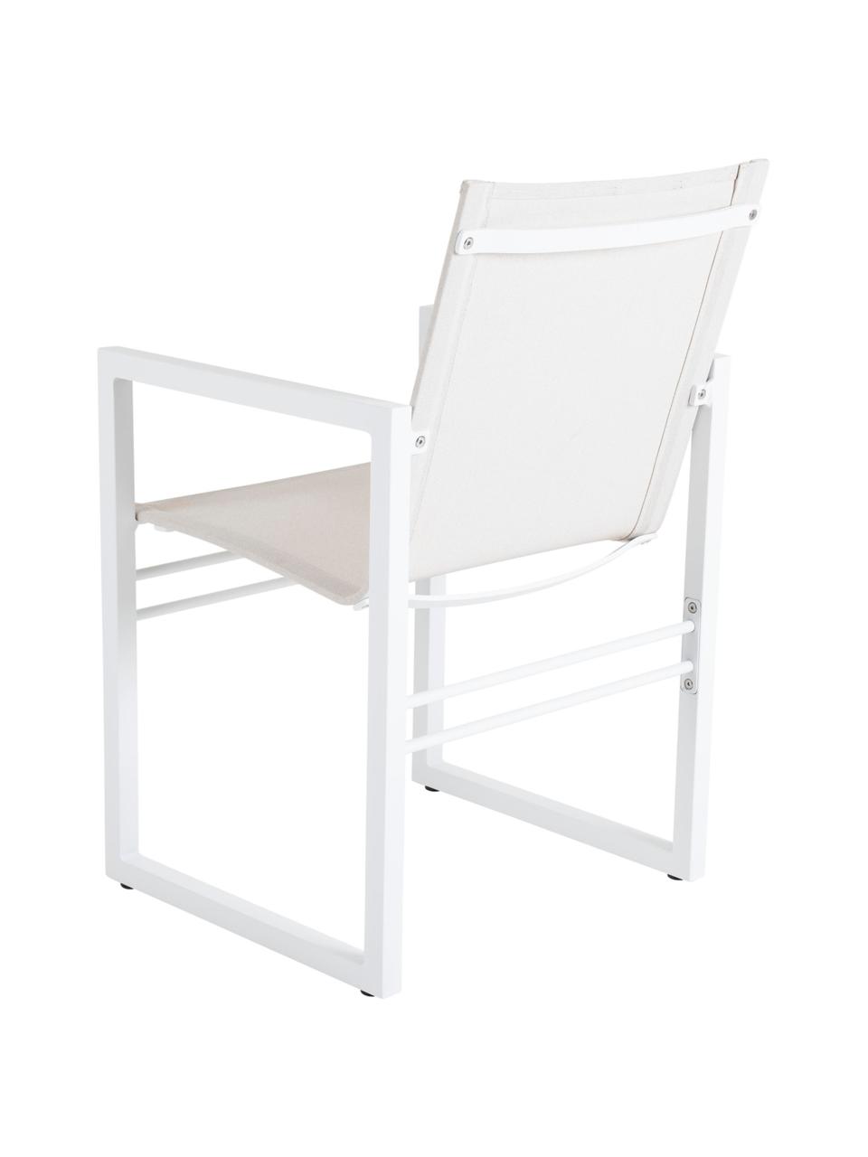 Sedia da giardino bianca Vevi, Struttura: alluminio verniciato a po, Seduta: textilene, Bianco, Larg. 57 x Prof. 54 cm