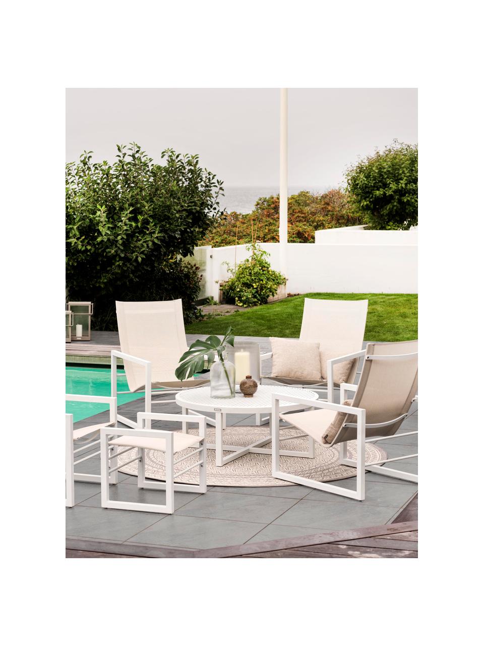 Silla para exterior Vevi, Estructura: aluminio con pintura en p, Asiento: textil, Blanco, An 57 x F 54 cm