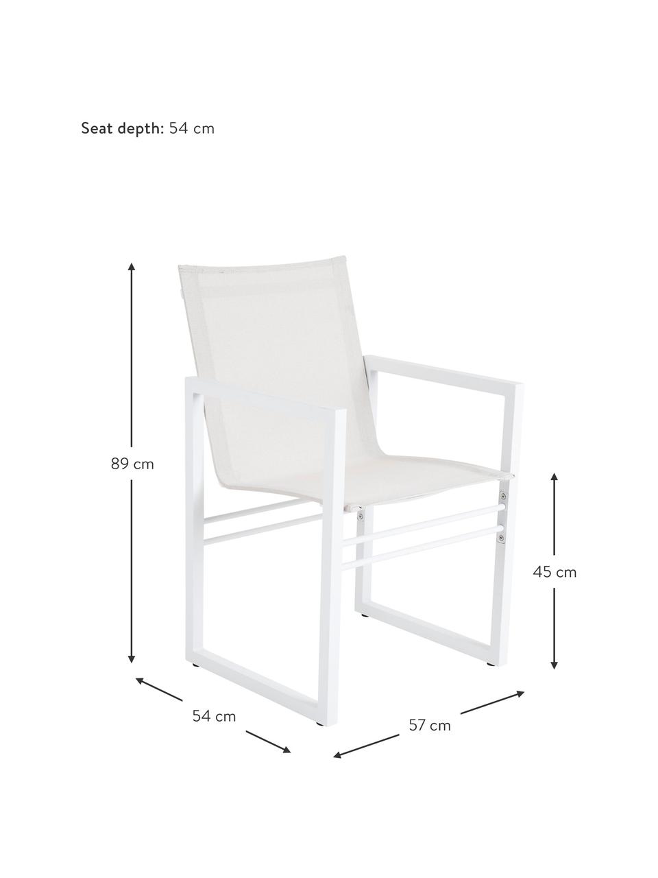 Krzesło ogrodowe Vevi, Stelaż: aluminium malowane proszk, Biały, S 57 x G 54 cm