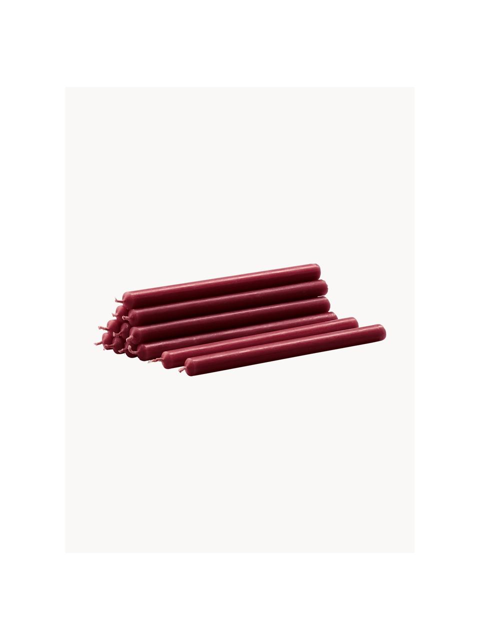 Velas cónicas Stoff Nagel, 12 uds., Parafina, Rojo vino, Ø 1 x Al 18 cm