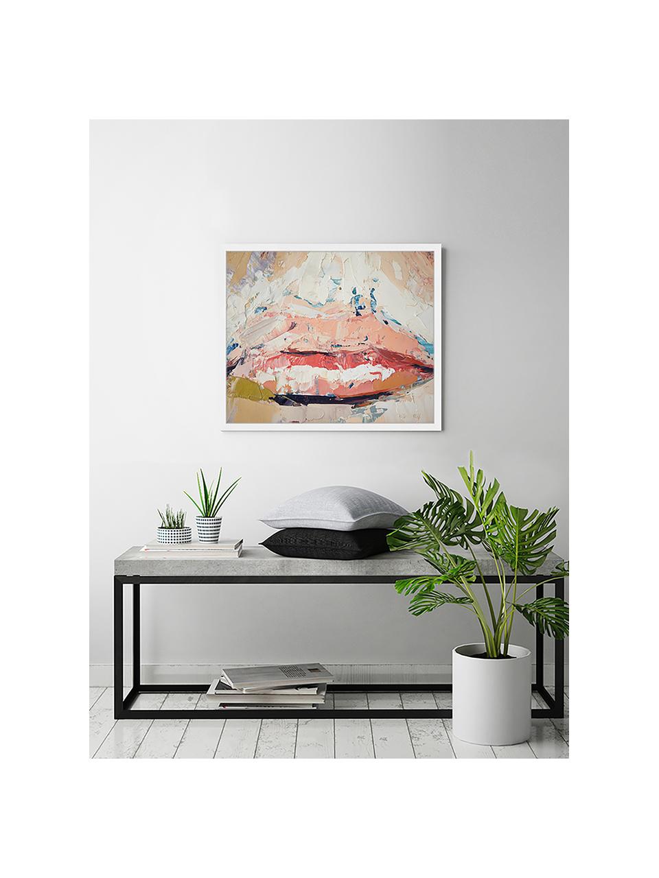 Ingelijste digitale print Kiss Me, Afbeelding: digitale print op papier,, Lijst: gelakt hout, Multicolour, 63 x 53 cm