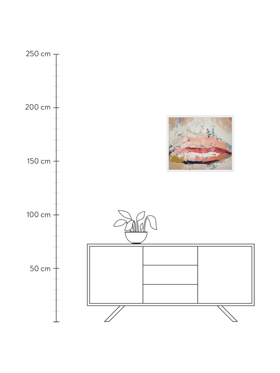 Ingelijste digitale print Kiss Me, Afbeelding: digitale print op papier,, Lijst: gelakt hout, Multicolour, 63 x 53 cm