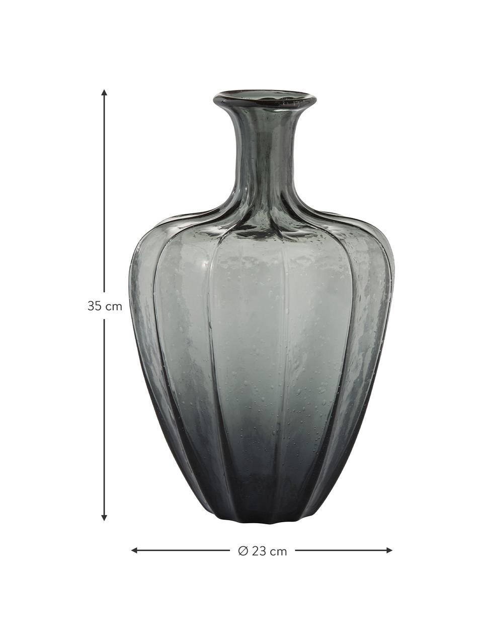 Velká skleněná váza Miyanne, Tmavě šedá, transparentní