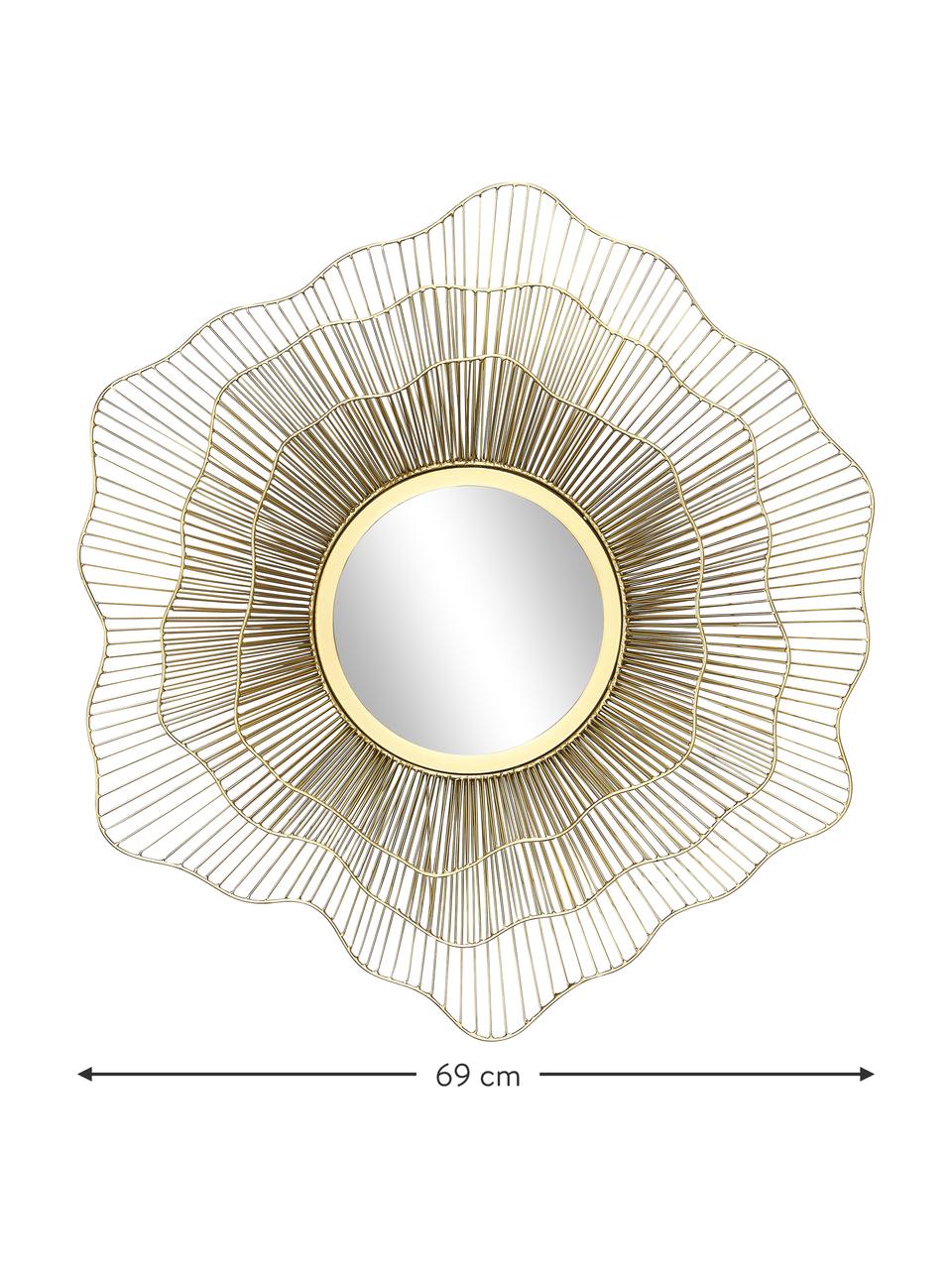 Miroir mural décoratif Elio, Métal, enduit, Couleur dorée, Ø 69 cm