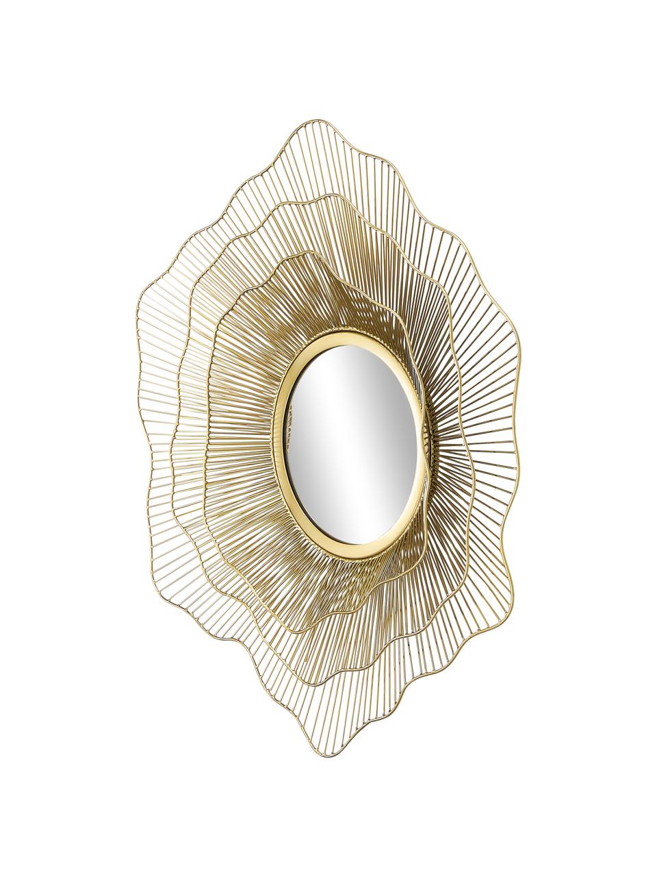 Nástěnné zrcadlo s kovový dekorem Elio, Potažený kov, Zlatá, Ø 69 cm