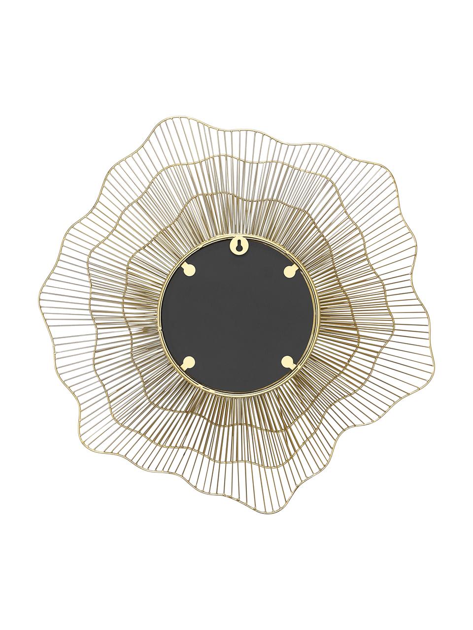 Specchio da parete con decoro in metallo Elio, Metallo rivestito, Dorato, Ø 69 cm