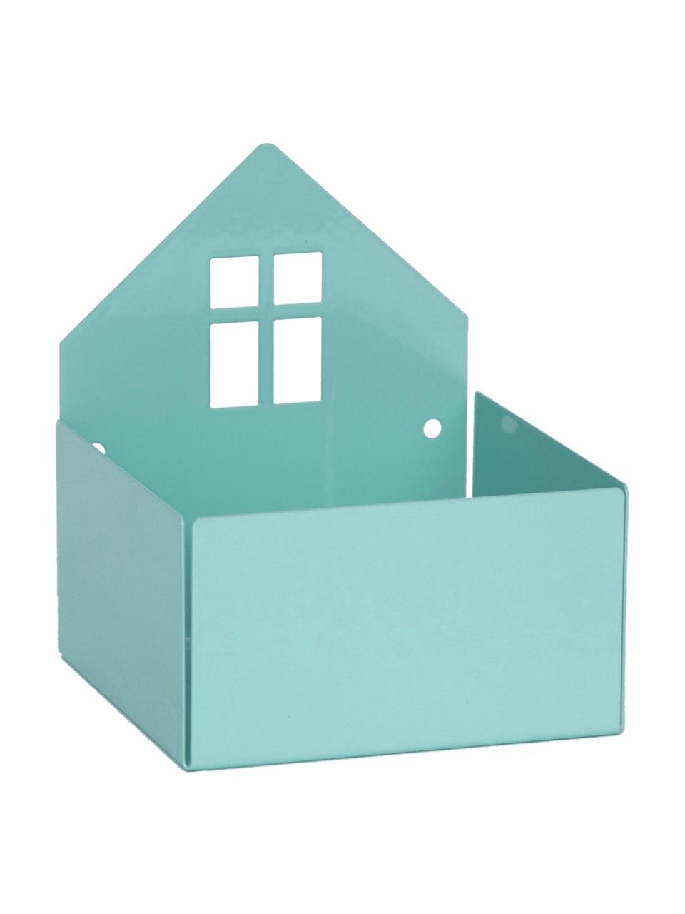 Aufbewahrungsbox Town House, Metall, pulverbeschichtet, Blau, B 11 x H 13 cm