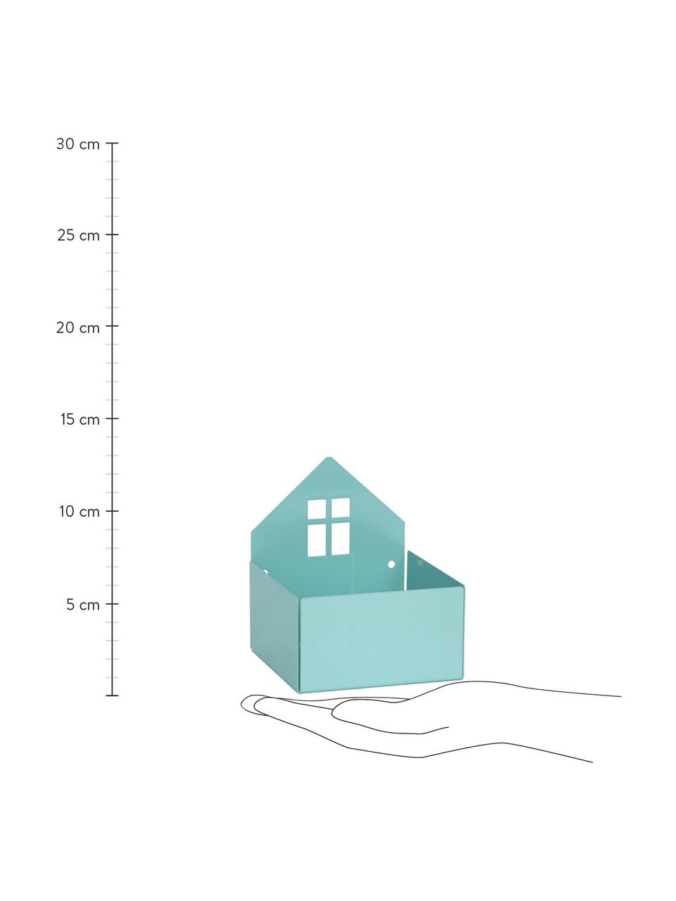 Boîte de rangement Town House, Métal, revêtement par poudre, Bleu, larg. 11 x haut. 13 cm