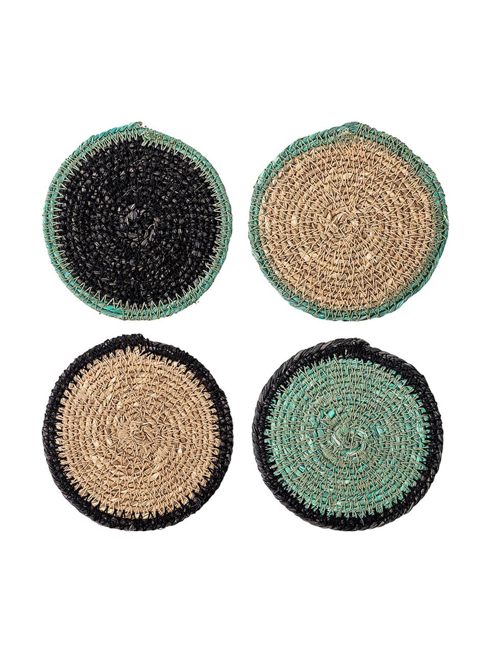 Set 5 sottobicchieri Seagrass Costa, Alghe, Beige, verde, nero, Ø 10 x Alt. 1 cm