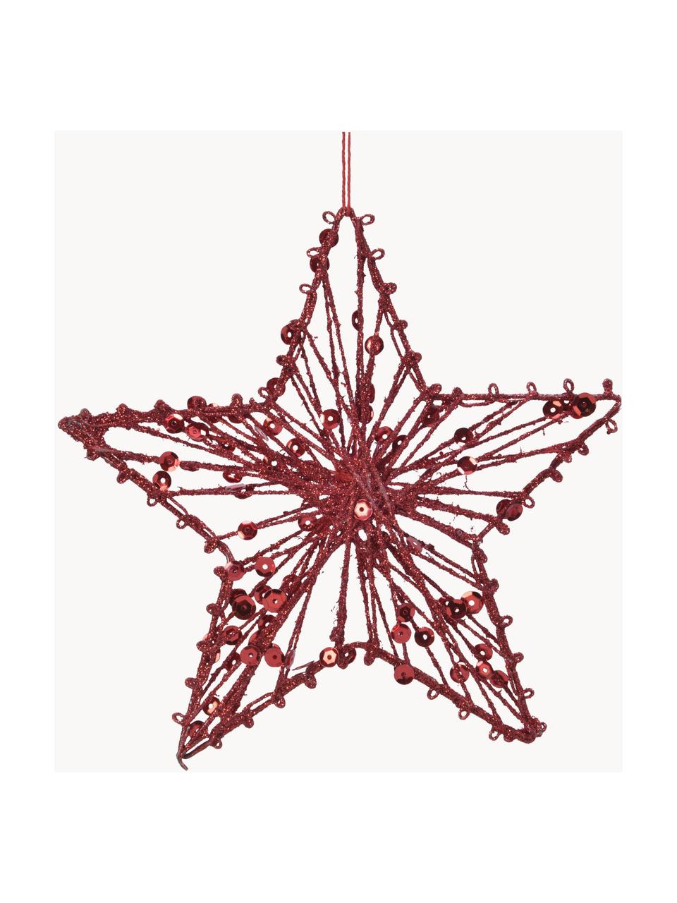 Decoratieve hangers Red Star, 2 stuks, Metaal, Rood, B 15 x H 15 cm