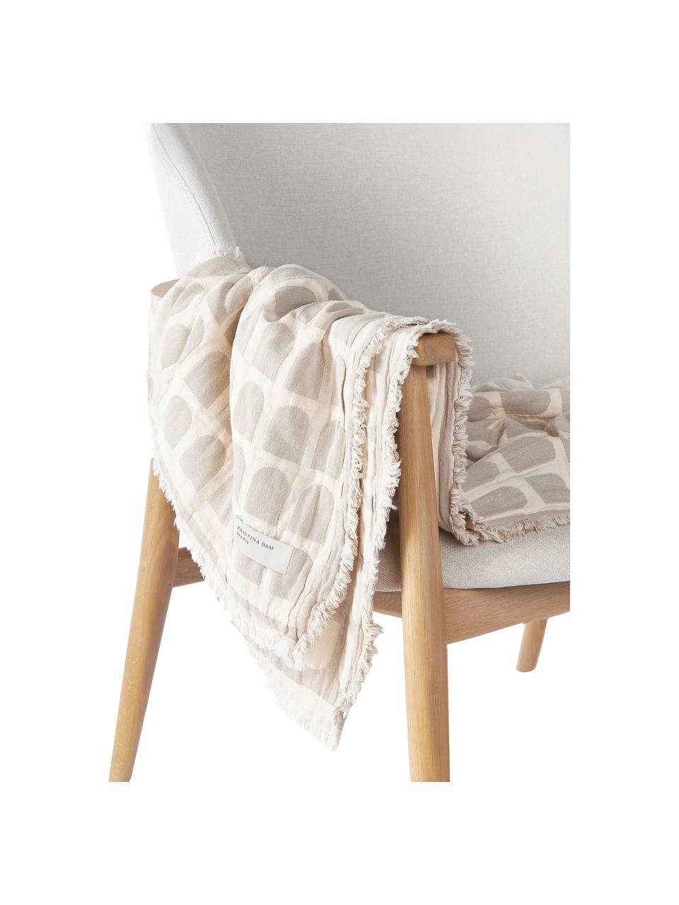 Colcha doble cara de algodón Architecture, 100% algodón, Beige, blanco crema, An 130 x Al 180 cm