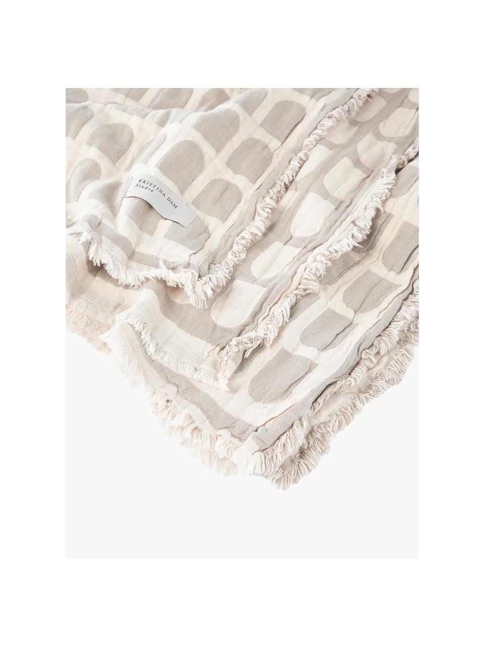 Colcha doble cara de algodón Architecture, 100% algodón, Beige, blanco crema, An 130 x Al 180 cm