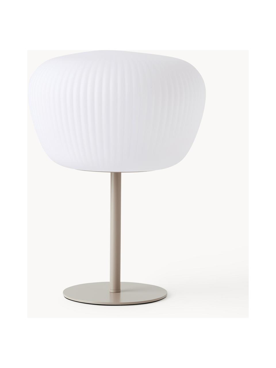 Přenosná exteriérová stolní lampa Tara, stmívatelná, Bílá, světle béžová, Ø 25 cm, V 35 cm