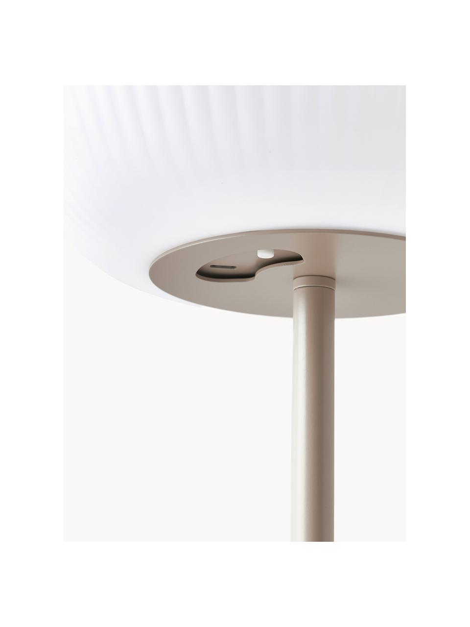 Lámpara de mesa para exterior regulable Tara, Pantalla: Cristal acrílico, Blanco, beige claro, Ø 25 x Al 35 cm