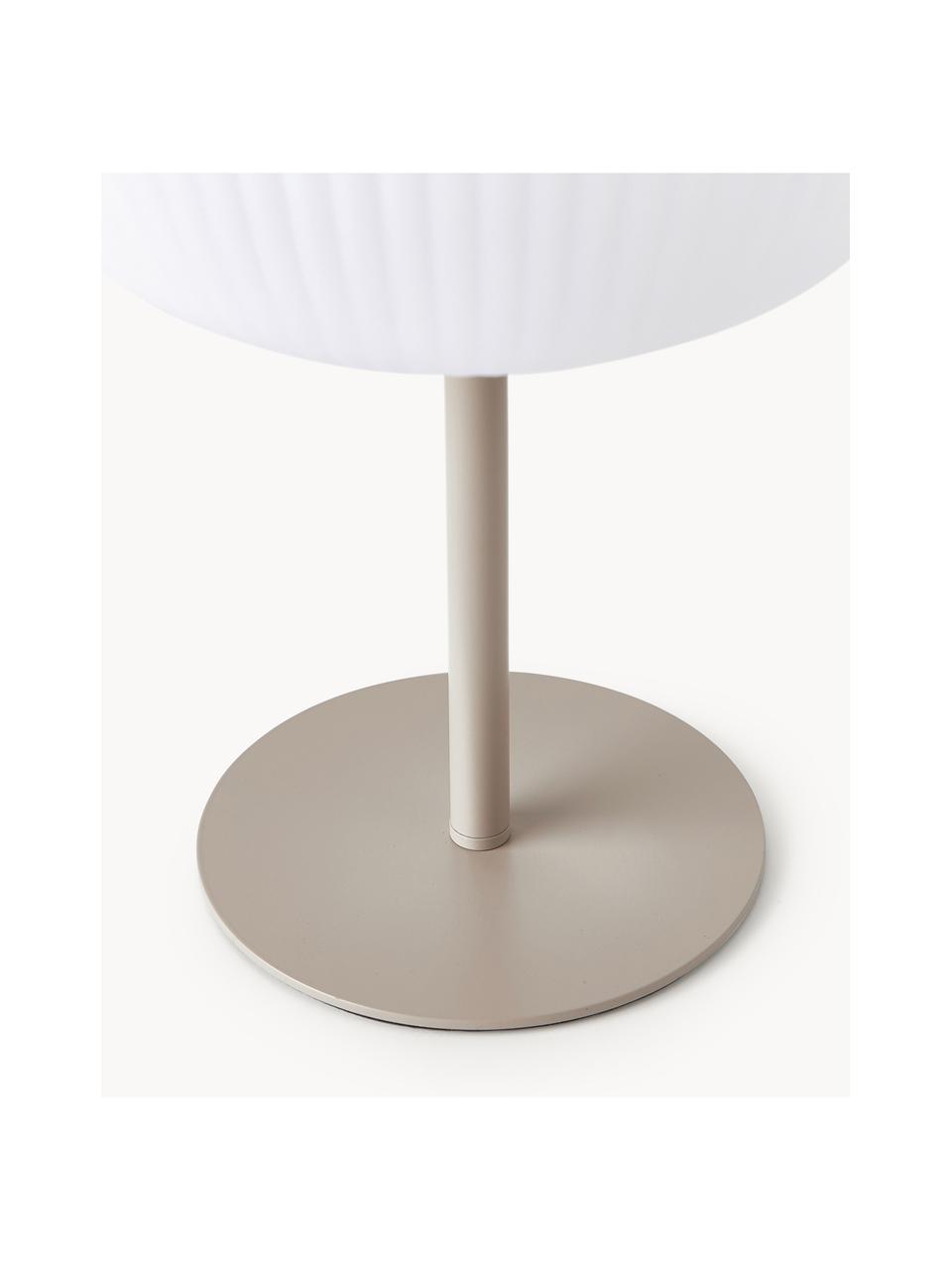 Lámpara de mesa para exterior regulable Tara, Pantalla: Cristal acrílico, Blanco, beige claro, Ø 25 x Al 35 cm