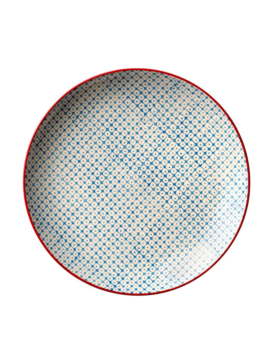 Set 3 piattini da dessert dipinti a mano con fantasia Carla, Ceramica, Rosso, verde, blu, Ø 20 cm