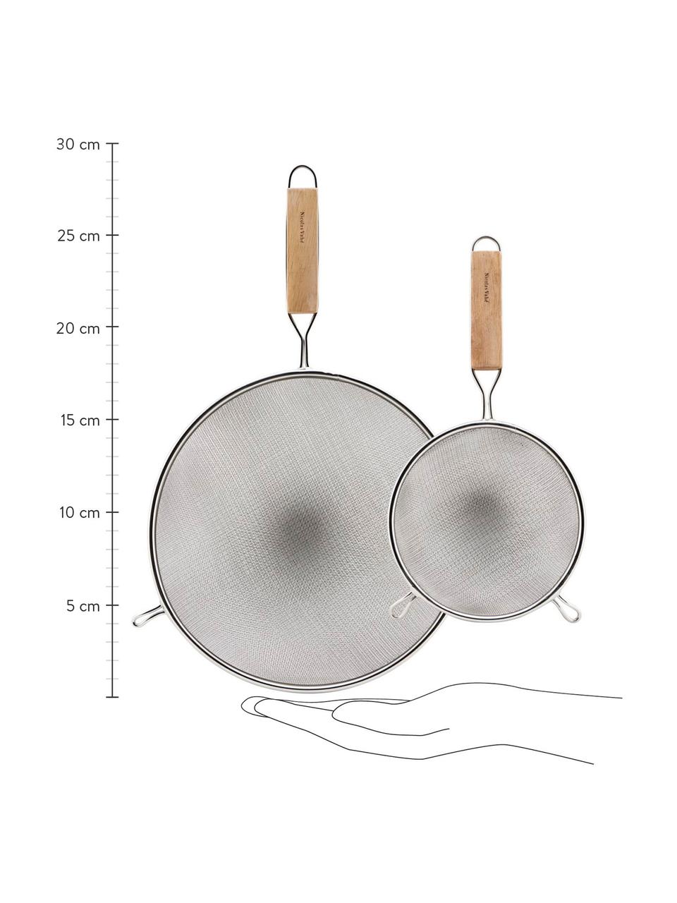 Tamis de cuisine avec poignée en bois Paka, 2 élém., Acier inoxydable, bois, Lot de différentes tailles