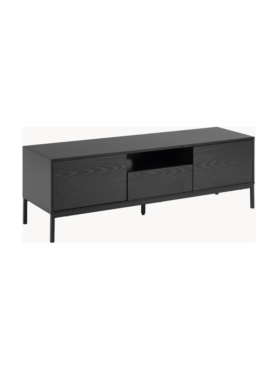 Sideboard Seaford mit 2 Türen, Korpus: Mitteldichte Holzfaserpla, Füße: Metall, pulverbeschichtet, Schwarz, B 140 x H 45 cm