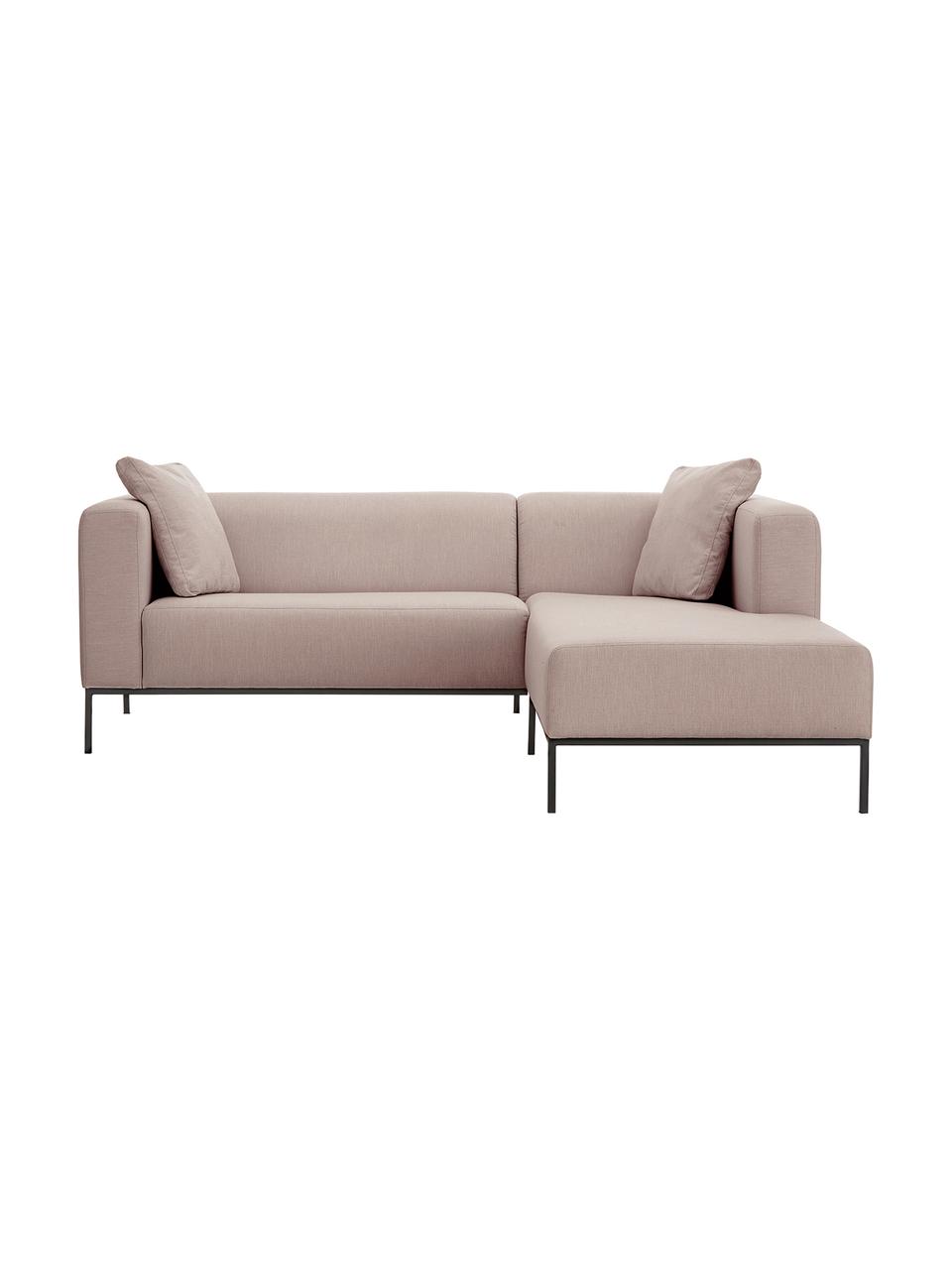 Ecksofa Carrie in Altrosa mit Metall-Füßen, Bezug: Polyester 50.000 Scheuert, Gestell: Spanholz, Hartfaserplatte, Füße: Metall, lackiert, Webstoff Altrosa, B 222 x T 180 cm